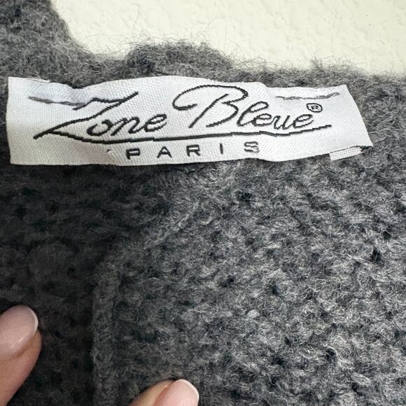 Poncho Sweater One Size Boho Witchy Zone Bleue Paris Asymmetrical Ruffle Knit - Picture 2 of 7